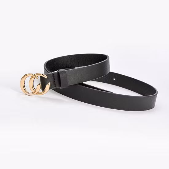 Cintura con chiusura doppia Cc di vendita calda per cintura con fibbie in PU per uomo e donna